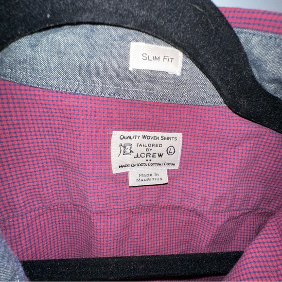Men's J. Crew Slim Fit Cotton Button Down Dark Pink and Blue Shirt - Large - Picture 2 of 6